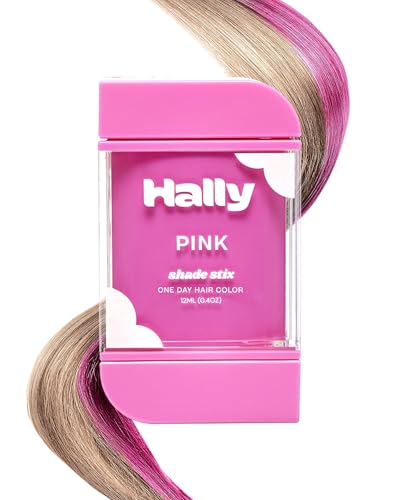 Hally hair Temporary Color, Shade Stix (Pink) - Halloween Makeup Accessories for Kids, Teens & Adults - 12 ml Washable Chalk & Dye for Festivals, Sporting Events & Parties