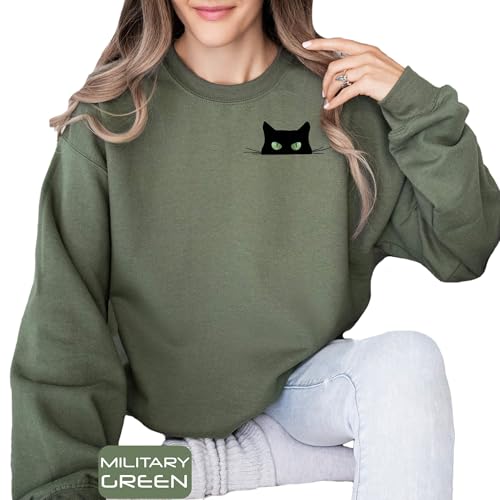 Peeking Black Cat Pocket Sweatshirt, Cute Men Women Kids Boys Girls Halloween Sweatshirt, Cat Lovers Gift Sweater, Halloween Cat Lovers Sweatshirt, Spooky Vibes Sweat, Spooky Season Sweat, Cute Halloween Cat Sweater4