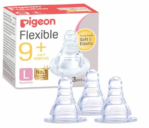 Pigeon Peristaltic Silicone Nipple, Size L - 3 Pieces