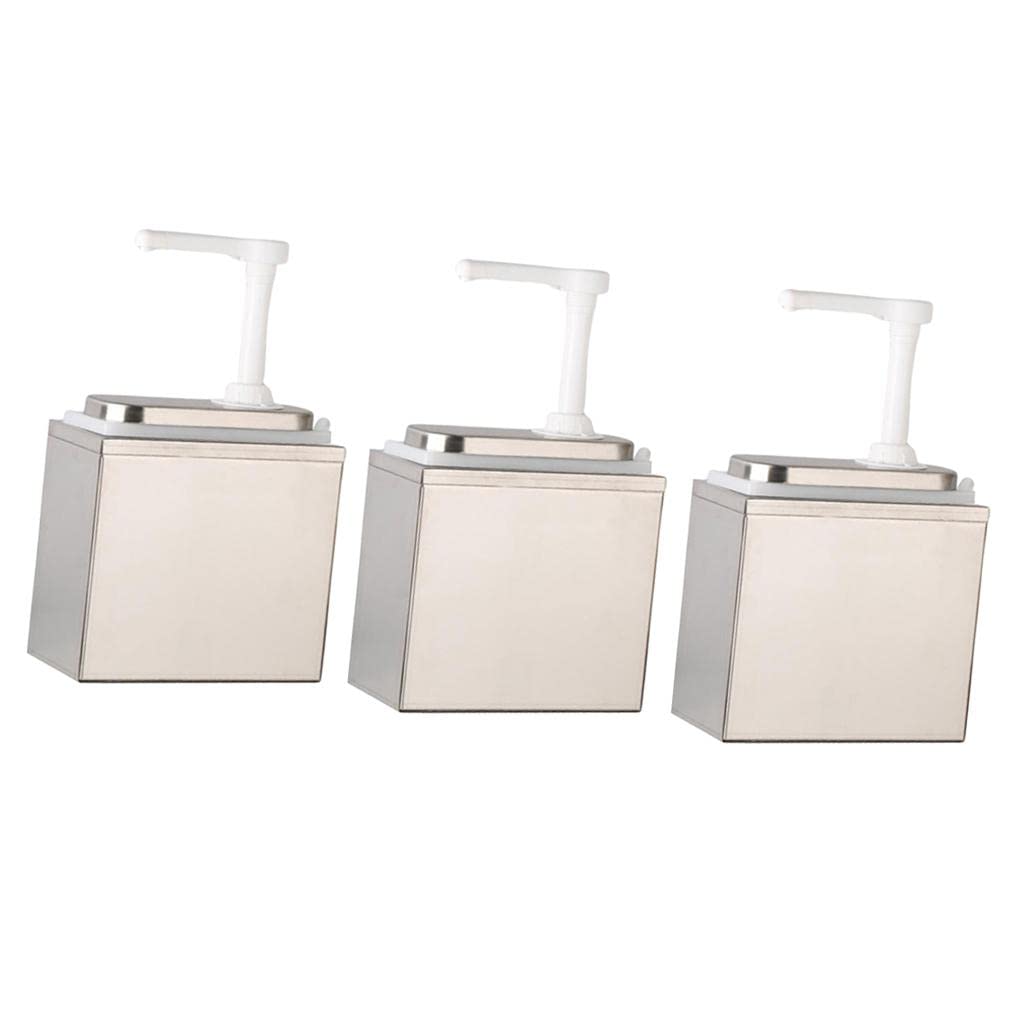 Dispensador de salsa de acero inoxidable de 3 piezas de 1 litro, recipiente de vinagre de ketchup para cocina, restaurante, hogar