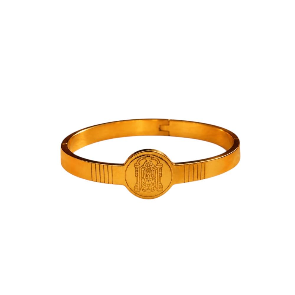 Bajrang Rakhi Bracelet for Brother | Lord Hanuman Engraved 22K Gold-Plated Stainless Steel Cuff | Lab-Tested Nickel-Free | Raksha Bandhan Gift with Premium Gift Box-image-3