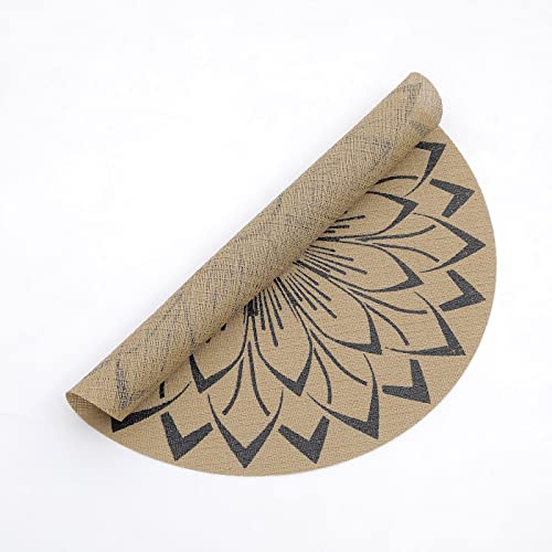 Shacos HU-XI-201 Round Vinly Placemats Set Of 6 Boho Flower Print Place Mats Wipeable Non Slip Stain Heat Resistant Woven Table Mats Indoor Outdoor thumb #3