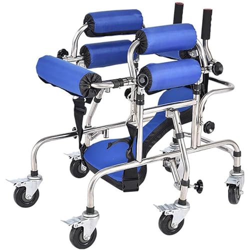 Bipedestador portátil para rehabilitación de parálisis cerebral, con asiento, asistencia para caminar, soporte de almacenamiento, barra de equilibrio con soporte para infusión, altura ajusta