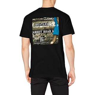 The Beatles Abbey Road T-Shirt à Manches Courtes pour Homme – Noir – Large - Les Beatles, Paul McCartney, John Lennon, RIngo Starr, George Harrison