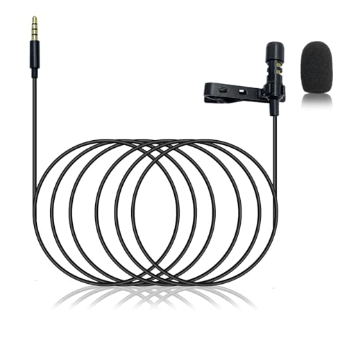 SPTSSWET 3.5 mm Lavalier Microphone Compatible with iPad Mac Android Smartphones Omnidirectional Condenser Mic for Podcast YouTube Vlogging Recording 1.5M/4.92FT