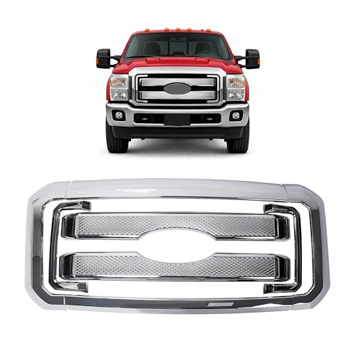 ALMULOO Grill Covers 8Pcs Compatible with 2011-2016 F250 F350 F450 F550 Super Duty Chrome Front Bumper Mesh Grille Covers