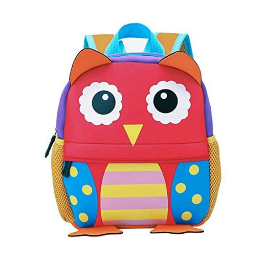 Mochila Infantil para Niños Primaria Pequeña Guardería Mochila Preescolar para Niños de 2-5 Años Dibujo de Animal Lindo (Búho, 26 * 10 * 32CM)