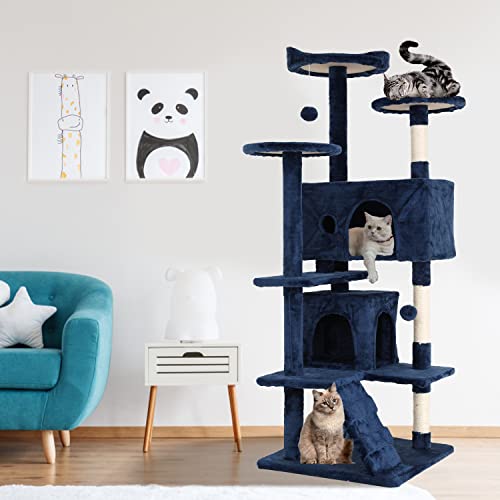 Árbol para gatos interior con rascador y plataformas 54 in miniatura 2
