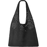 Bolsa de crochê - Bolsa feminina de malha estilo boêmio com estética de férias, adequada para uso diário, viagens e compras