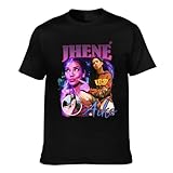 Uqabs Jhene Music Aiko Shirt Men's Printed Pure Cotton T-Shirt Crew Neck Short Sleeved Top Black Medium