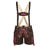 Almsach Damen Trachten-Mode Kurze Lederhose Nicole in Braun traditionell, Größe:32, Farbe:Braun