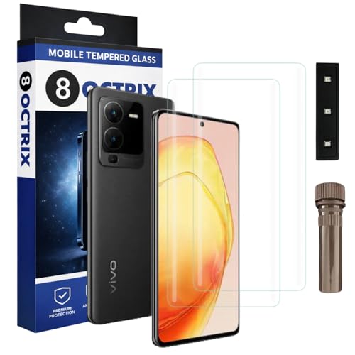 Image of Curved UV Tempered Glass Screen Protector for Vivo V25 Pro | Transparent | Pack of 2 | Full Screen Coverage with UV Installation Kit