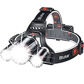 Blukar Lampe Frontale Rechargeable, 8000L Super Lumineux IPX6 Étanche Léger Torche Frontale LED Puissante avec Voyant Rouge, 5 Modes d'éclairage & Zoomable & 90° Réglable pour Course/Camping/Pêche