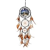 Wowagoga Dream Catcher Indian Style Oil Painting Wolf Hand-Woven Car Pendant Wall Hanging Home Decorations (Wolf)