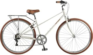 Retrospec Kinney Mixte Step Through Frame 7-Speed City Bike High-Tensile Steel with 700x32C Tires, Rear Rack and Swept Back Handlebars Commuter Bicycle