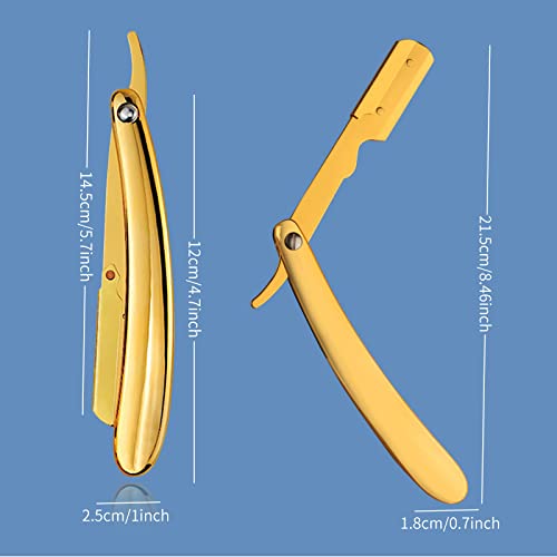 Professional Barber Straight Edge Razor, Folding Men's Manual Razor For Barbershop Salons Close Shaving Beard Mustache Shaving Grooming (Gold) #TOP1