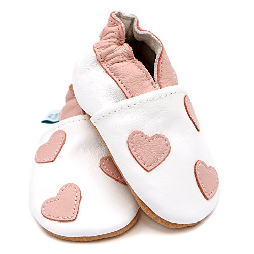 Dotty Fish Chaussures Bébé Premiers - Cœurs Blancs et Roses 12-18 Mois – vue 5