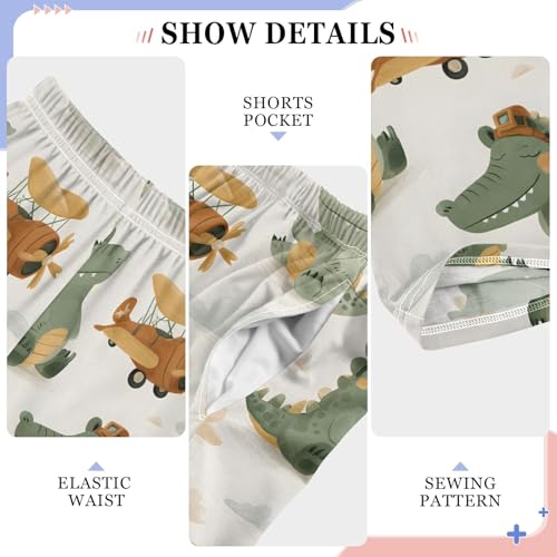 Pajama Pants Lounge Sleep PJ Bottoms Sleepwear Elastic Waist Drawstring S Alligator Airplane4