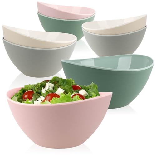 com-four® 8x bol en plastique 3,4 L, bols résistants aux chocs pour salades, fruits et préparation, idéals pour camping, pique nique, buffet et jardin