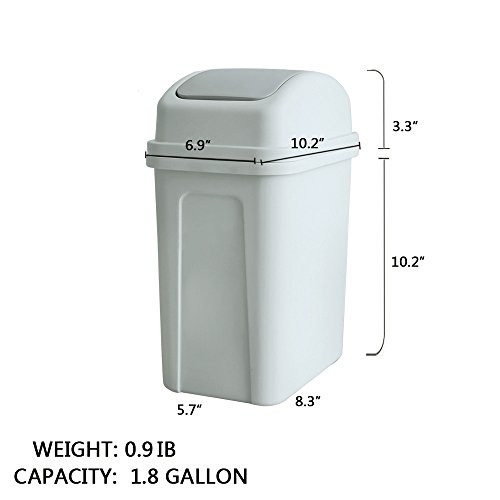 Teyyvn 7 Liter / 1.8 Gallon Plastic Trash Can, Small Garbage Can With Swing Lid (Slightly Grey) #TOP1
