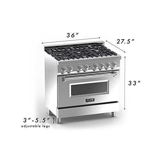 Zline 36" 4.6 Cu. Ft. Dual Fuel Range With Gas Stove And Electric Oven With Color Door Options (Ra36) (Blue Gloss) #TOP5
