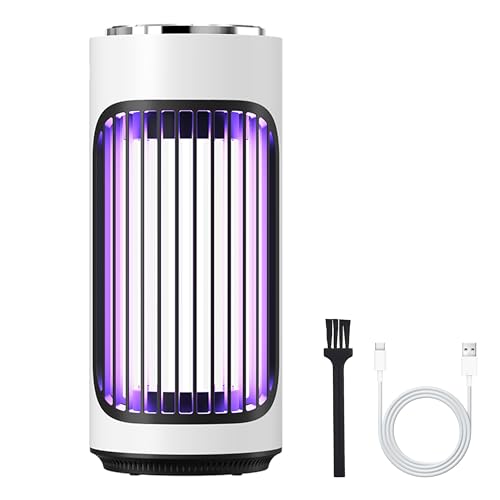 Trampa para mosquitos para interior y exterior, gancho plegable, 4000 V, rejilla electrocida, luz UV, trampa para mosquitos con cepillo para salón, dormitorio, camping, jardín, terraza