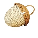 Rattan-Hängetasche, handgefertigt, Pilzkorb, gewebt, niedlich, für den Schreibtisch, Dekoration für Babyspielzeug, Aufbewahrungsorganisator, Kinder-Requisiten, Kinderzimmer, Zuhause(24 * 20 * 20cm)