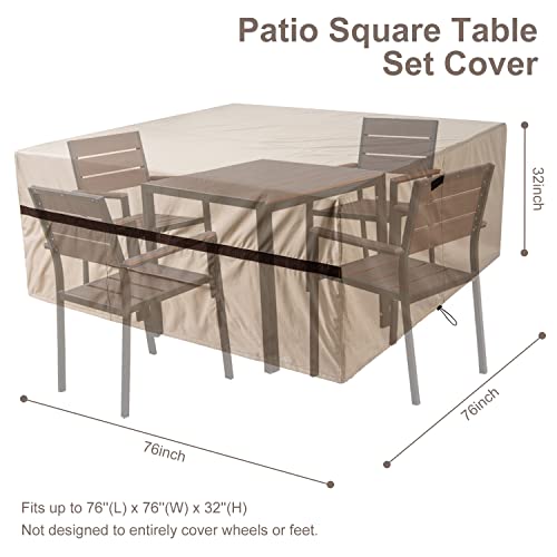 Patio Table And Chair Covers Square 76''L X 76''W X 32''H Waterproof Outside Square Furniture Covers For Table #TOP1