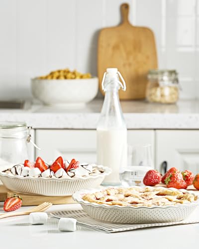 getstar-Ceramic-Pie-Pan-Set-of-2-9-inch-Pie-Dish-for-Baking-Non-Stick-Oven-Dishwasher-Safe-Farmhouse-Decor-Quiche-Baking-Dish-Pie-Plate-Deep-Dish-Pie-Pan-Embossed-StripesDots getstar Ceramic Pie Pan Set of 2 9 inch Pie Dish for Baking Non Stick Oven Dishwasher Safe Farmhouse Decor Quiche Baking Dish Pie Plate Deep Dish Pie Pan Embossed StripesDots