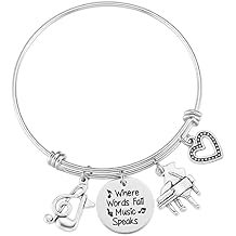Music Themed Gifts For Women Bracelet Teen Girls Music Teacher Pianist Ornament Music Note Charm Piano Lover Musical Bracelet