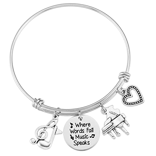 Music Themed Gifts For Women Bracelet Teen Girls Music Teacher Pianist Ornament Music Note Charm Piano Lover Musical Bracelet