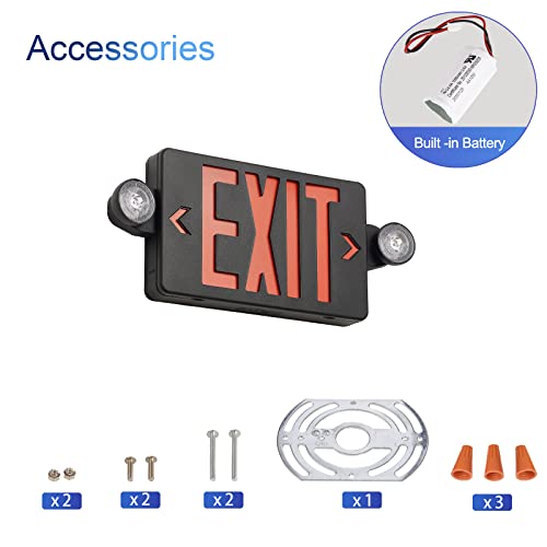 Tanlux Black Exit Sign With Emergency Lights, Led Emergency Exit Light With Battery Backup, Ul Listed, Ac 120/277V, Commercial Emergency Lights Combo For Business - 4 Pack #TOP4
