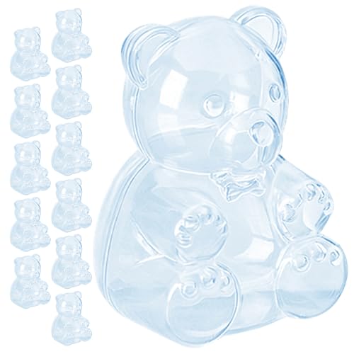 Fmzrbnih Lindo tarro de caramelos, 12 recipientes en forma de oso - tarros de decoración transparentes con forma de oso, para galletas, té, chocolate, cocina, vacaciones, Navidad y