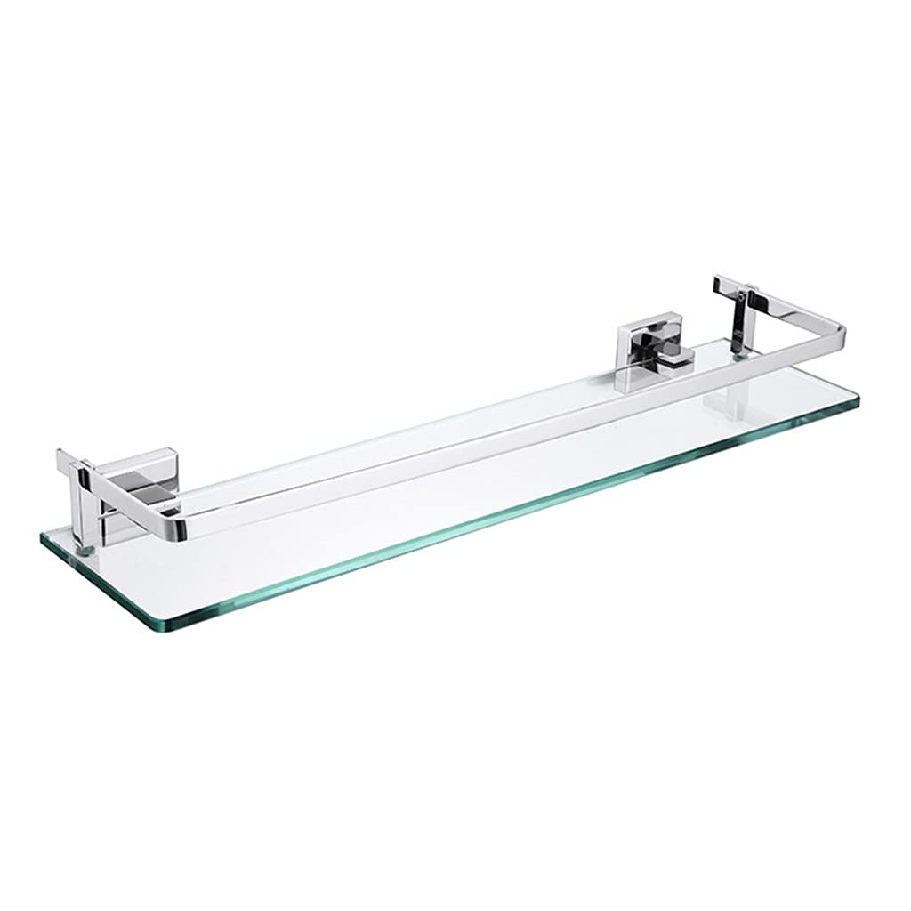 Estante de baño de acero inoxidable 304 y vidrio templado con acabado minimalista