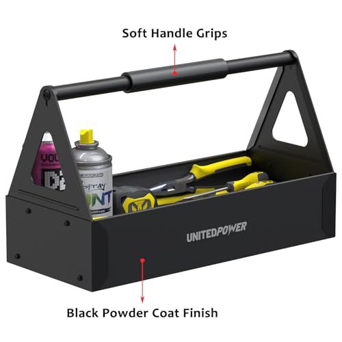 UNITEDPOWER Handy Tool Box With 1 Drawer，Portable Metal Tote Tray with comfortable grip handle, Tool Organization for Household, Warehouse, Repair Shop, Black by UNITEDPOWER - Image 3