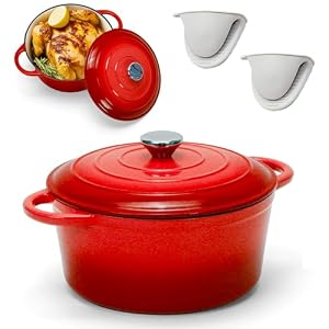 LEADKooKers Dutch Oven 005 Roter Emaille-Gusseisen Topf