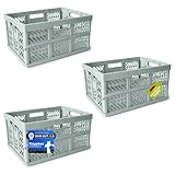 KiNDERWELT 3 x Robuste Profi - Klappbox 45 L bis 50 kg - Faltbox, Kiste, Korb zur Aufbewahrung, Transport - mintweiss