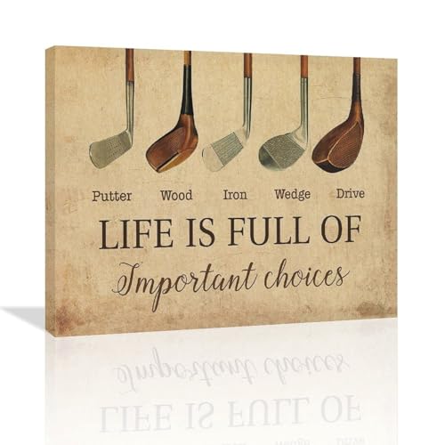 Golf Wall Art Golf Pictures Wall Decor Golfing Canvas Poster Prints Rustic Decorations Painting Framed Artwork Office Home Decor For Bathroom Bedroom Dining Living Room 24"x20"