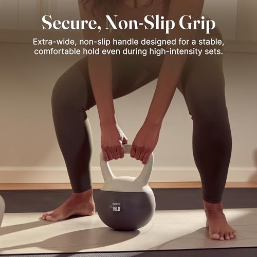 WeGym Soft Kettlebell Set with Cushioned Impact Resistant Base, Anti Slip Wide Grip Handle for Home Workouts, Weightlifting, Full Body Training (10+15+20LB Sandstone-3 PCS) by WeGym - Image 4