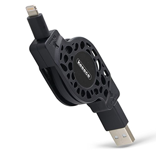 3R Retractable Lightning Cable 3Ft(1M) MFi Certified, Charging and Sync Works with iPhone iPad iPod - Black