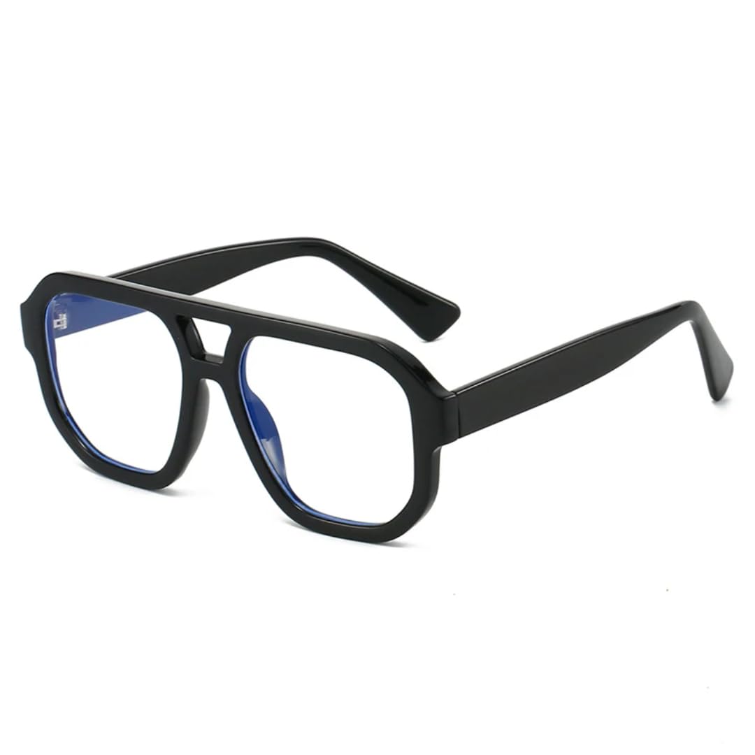 Lunettes de soleil carrées rétro à double pont MUTYNE pour hommes avec verres UV400 transparents - 7