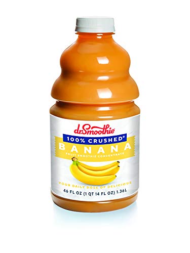 Dr. Smoothie 100% Crushed Banana – No Added Sugar, Made with Real Fruits/Fruit Juice – Vegan, No Artificial Colors or Flavors – Rich & Creamy Sweetness of Perfectly Ripe Bananas – 46 oz Bottle