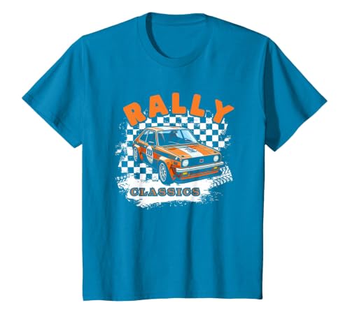 Rally Classics Shirt Car Racing Motorsport Rally Sport T-Shirt, Youth, Sapphire Blue, Large