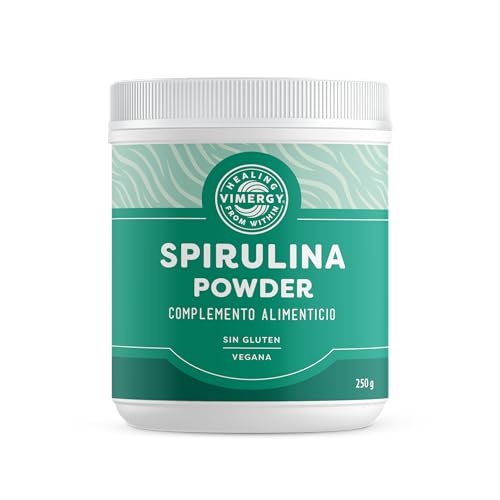 Vimergy Spirulina Powder – 250 g, 83 Dosis – Espirulina en Polvo de Fácil Digestión y Rápida Absorción – Suplemento Vegano - Formulado sin Antiaglomerantes, Rellenos ni Colorantes – Sin OMG ni Gluten