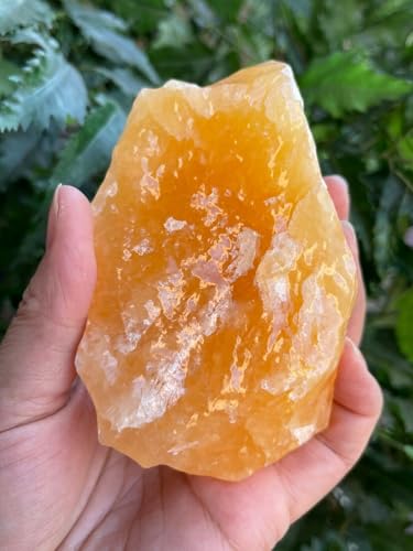 GAF TREASURES XL Orange Calcite Raw Stone, 3-4 Natural Calcite Healing Crystal (Orange Calcite, 0.5-1 lb)