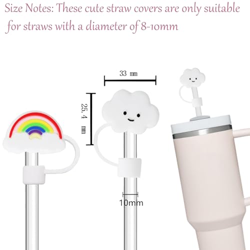 8P Straw Cover for Stanley Cup, Silicone Straw Topper for Stanley Cup 30&40oz with Tumblers, 10mm 0.4in Lid Accessories (Reusable) - Thumbnail 7