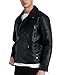 WULFUL Men's Leather Jackets, Faux Bomber Jacket for Men Motorcycle Lapel Asymmetric Zip-Up Slim Fit Biker Coat