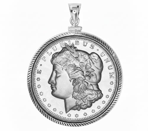 Diamond cut Sterling Silver Coin Edge Coin Bezel Frame Mount Pendant for $1 Peace Morgan Eisenhower Silver Dollar (COIN NOT INCLUDED)3