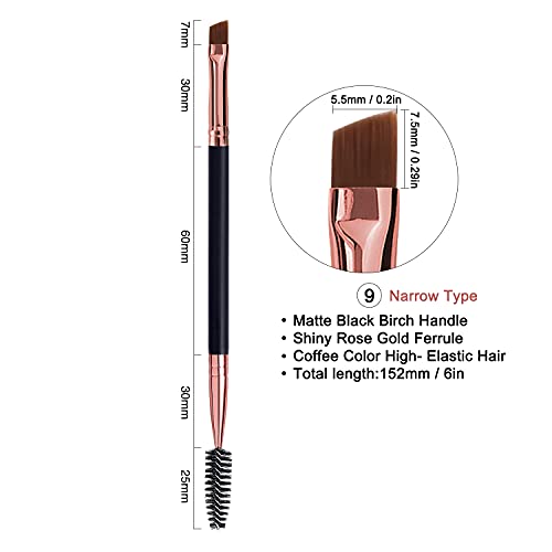 Duo Eyebrow Brush, Spoolie Brush And Angled Brow Brush Eyelash Brush For Eye Makeup. (5Pcs, Black) #TOP1