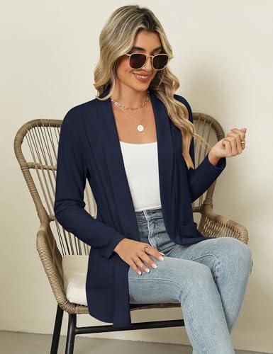 Image of Micoson Long Sleeve Lightweight Thin 2025 Summer Cardigan for Women Casual Loose Fit Kimono Cover Up with Pockets